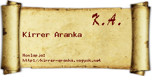 Kirrer Aranka névjegykártya